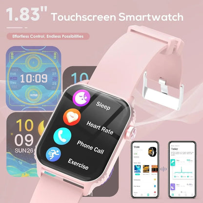 Women's Smartwatch: 120 Modes, 1.83" HD, HR/Sleep Monitor, Bluetooth, Waterproof