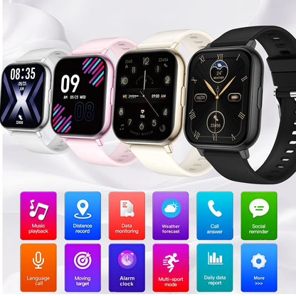 Sports Smart Watch, 1.83inch Full Touch Screen Display with Message, Answer Make Call Smartwatch, Sleep Monitoring, Sports Pedometer, Information Alerts, for iPhone Android Phones, Smartbands Fitness Watch for Women Men Frien