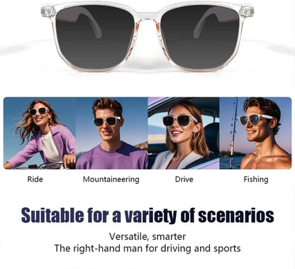 Open Ear Smart Glasses with Bluetooth Speaker, Anti Blue Light Clear Lens, Wireless Audio Glasses for Hands‑Free Call, Music, Daily Wear