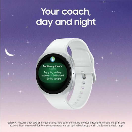44mm Silver Smartwatch with Fitness Tracking, Sleep Coach, and Heart Rate Monitoring