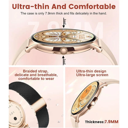 Women's Smart Watch with 1.43" AMOLED Display, Call Dial/Answer, 100+ Sport Modes, Waterproof Fitness Tracker for iOS & Android