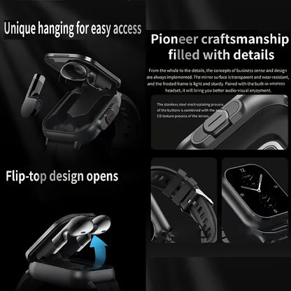 2026 New Men's Smartwatch, Two-in-One Smartwatch with Built-in TWS Earbuds, Supports Wireless Charging, 2.01 HD Display, Multiple Sports Modes, Weather and Calendar Functions, Rechargeable Lithium Battery, Music Control