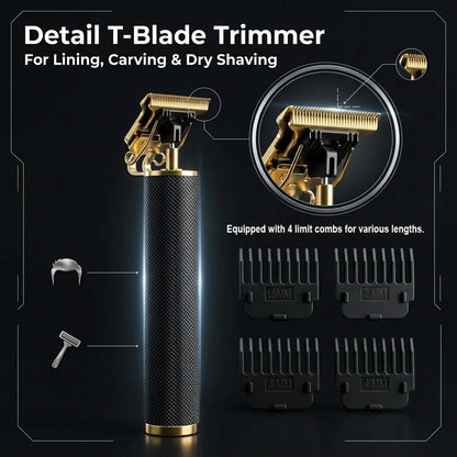 4 in 1 Men's Hair Clipper Set, Cordless Electric Trimmer, Foil Shaver & Nose Trimmer Kit,Beard Cutter, USB Rechargeable Grooming Kit with LED Display, Multiple Guide comb