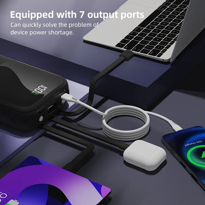 10000mAh Large Capacity Portable Power Bank, Super Fast Charging Built-in Cable Mobile Charger Compatible With All Smartphones & Universal Electronic Devices