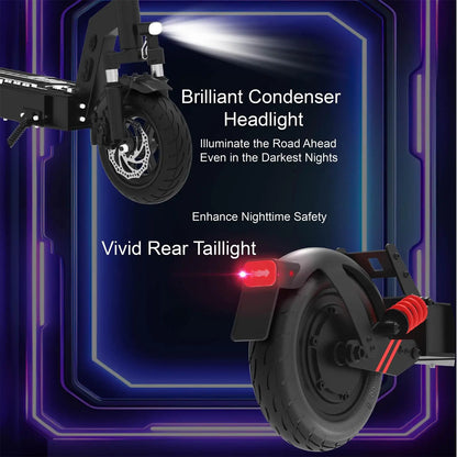 500W 48V Electric Scooter for Adults 40km/h Off Road E-Scooter 10 Inch Wide Tire 150kg Max Load Foldable Long Range Scooter
