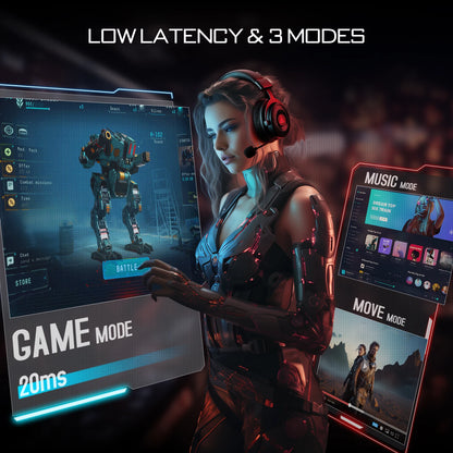 2.4GHz Wireless Headphones Bluetooth 5.0 Gaming Headset 3 Mode Connection ENC Noise Cancelling Mic 50H Playtime 50mm Drivers Low Latency Surround Sound Dual Chamber Audio for PC PS4 PS5 Xbox Switch